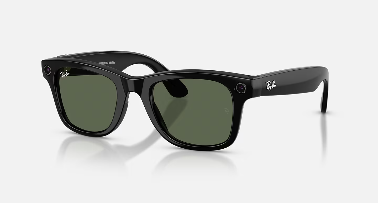 Ray-Ban Meta Wayfarer (Gen 2) Shiny Black AI Glasses with Green Lenses - Vaizdas 1