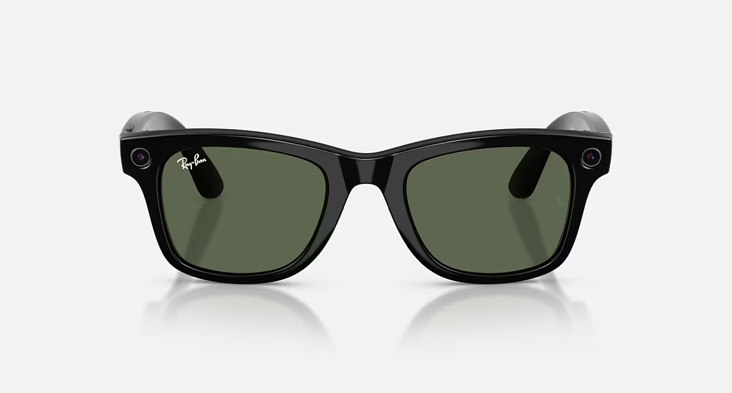 Ray-Ban Meta Wayfarer (Gen 2) Shiny Black AI Glasses with Green Lenses - Vaizdas 2