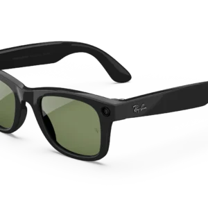 "Ray-Ban Meta Wayfarer" (1 kartos) blizgūs juodi akiniai su žaliais lęšiais
